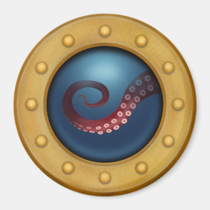 Aimant Octopus du hublot Histoire naturelle Steampunk