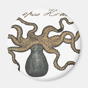 Aimant Octopus Kraken Illustration Vintage