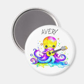 Aimant Octopus Personnalisé Jouer Guitare Psychédélique (Recto/Verso)