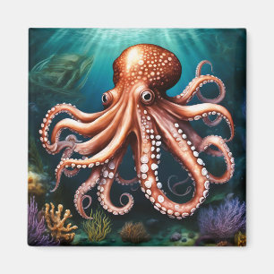 Aimant Octopus Portrait Océan