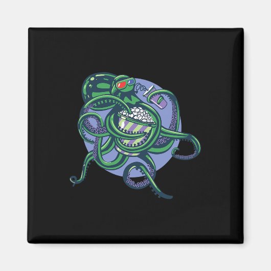 Aimant Octopus Regarder Un Film - Design Graphique Détail (Devant)