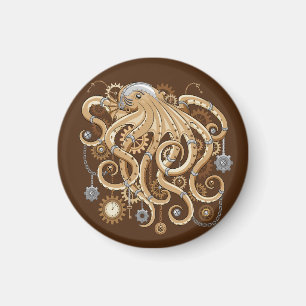 Aimant Octopus Steampunk Surreal Retro Style Machine