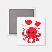 Aimant Octopus With Heart Lloons Adorable Valentines Day  (Recto/Verso)