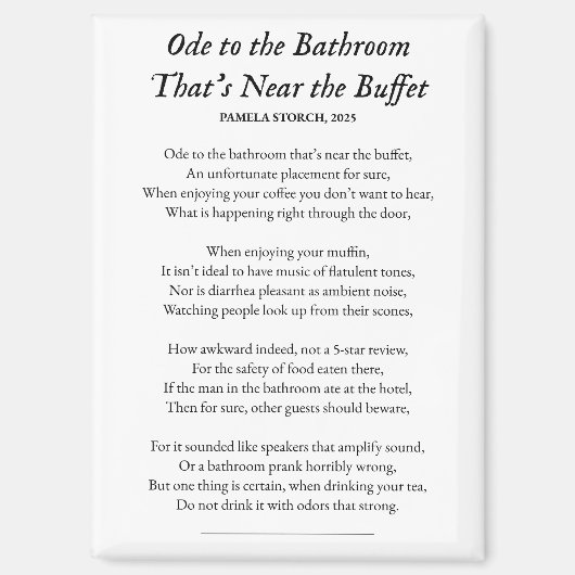 Aimant Ode to the Bathroom That's Near the Buffet Poem (Recto)