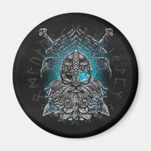Aimant Odin Corbeaux et Épées Œil Lumineux Bleu dieu nord
