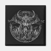 Aimant Odin et ses ravins Huginn et Muninn (Devant)