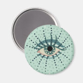 Aimant Oeil Bleu Étrange Avec Points Art Psychédélique Ab (Recto/Verso)