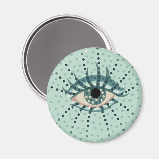 Aimant Oeil Bleu Étrange Avec Points Art Psychédélique Ab (Recto/Verso)