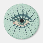 Aimant Oeil Bleu Étrange Avec Points Art Psychédélique Ab (Devant)