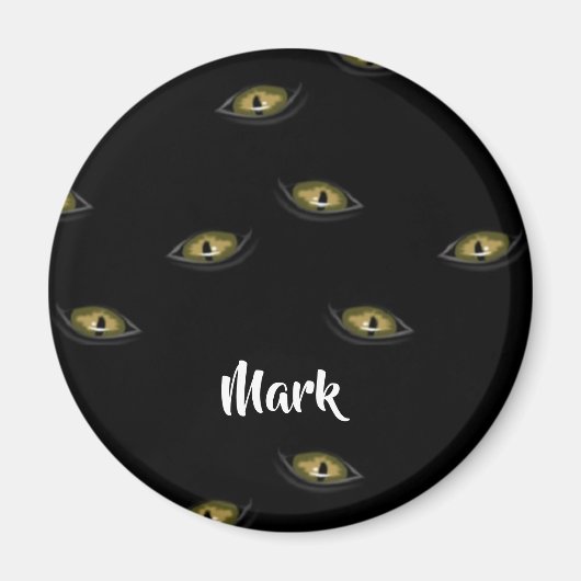 Aimant Oeil chat de nom personnalisé en noir (Devant)