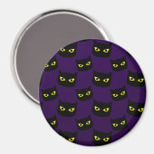 Aimant Oeil jaune de chat noir et violet motif Halloween (Recto/Verso)