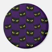 Aimant Oeil jaune de chat noir et violet motif Halloween (Devant)