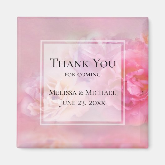 Aimant Oeillets Jolies Roses Merci Photo Élégant (Devant)