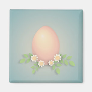 Aimant OEuf de Pâques, marguerites et pastel d'herbe