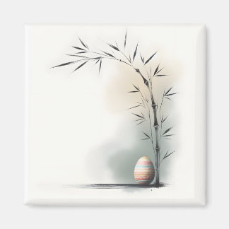 Aimant Œuf de Pâques minimaliste en bambou Zen