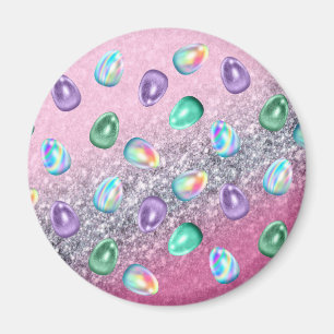 Aimant Oeuf de Pâques Pink Violet Tie Tee Parties scinti