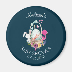 Aimant Oeuf mignon, Flamant rose et lapin, Baby shower