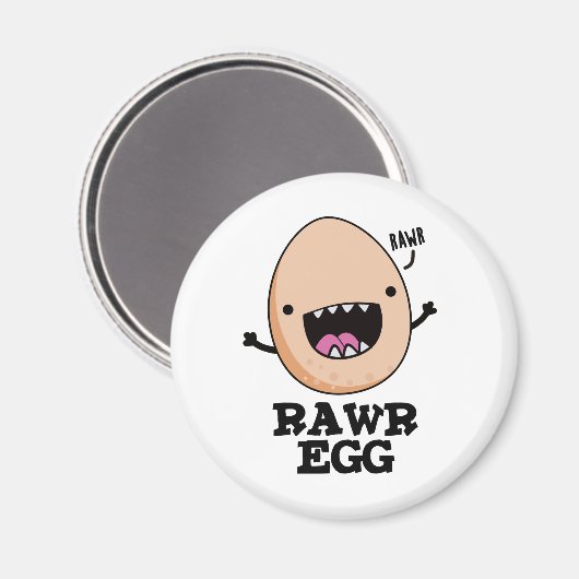 Aimant Oeuf Rawg Funny Roaring Pun Oeuf Raw (Recto/Verso)