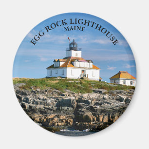 Aimant Oeuf Rock Lighthouse, Bar Harbour Maine Round Magn