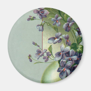 Aimant Oeuf vintage de Pâques aux fleurs violettes floris