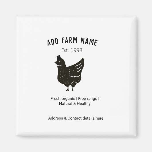 Aimant OEufs de poulet fermier ajouter nom année adresse (Devant)