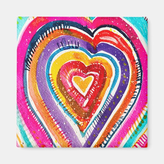 Aimant OEuvre d'aquarelle du coeur (Devant)