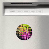 Aimant Oeuvre d'aquarelle unique : violet, noir et chaux (In Situ (Lave-vaisselle))