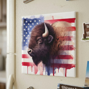 Aimant Œuvre d'art majestueuse représentant des bisons am