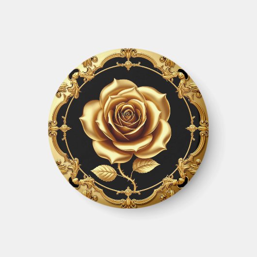 Aimant Œuvre d'art Rose Dorée avec Élément Décoratif Orné (Devant)