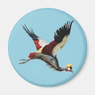 Aimant Œuvre d'art vintage de Grue couronnée d'Afrique du