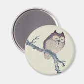 Aimant Oeuvre de nuit japonaise de la Chouette couchée (Recto/Verso)