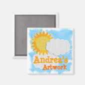 Aimant Oeuvre pour enfants (personnalisation) (Recto/Verso)