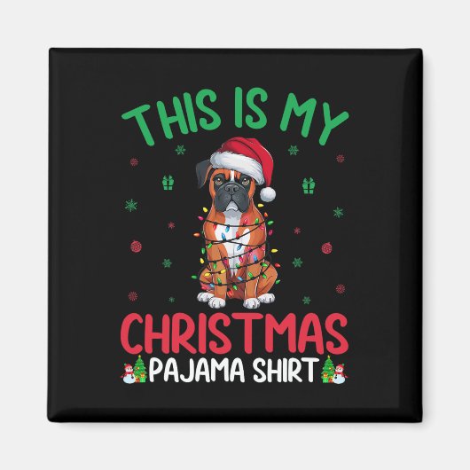 Aimant OEuvres d'arbre de Noël moche Père Noël Boxe Chien (Devant)