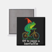 Aimant Off To Cause A Kerfuffle Funny Frog Wizard Bicycle (Recto/Verso)