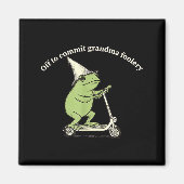 Aimant Off To Commit Grandma Foolery Funny Frog Meme  (Devant)