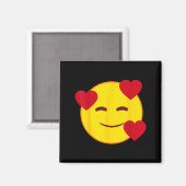 Aimant Official Emoji Floating Hearts Yellow Smile Face (Recto/Verso)