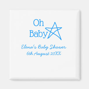 Aimant Oh bébé bleu étoile baby shower ajouter nom passé