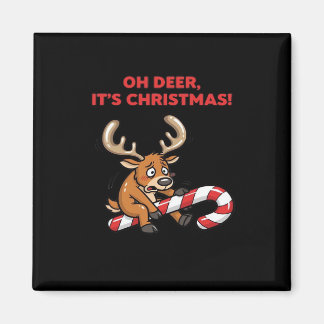 Aimant Oh cerf c'est Noël Stressé Renne Avec Des Friandis