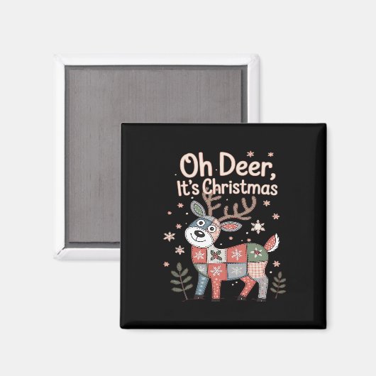 Aimant Oh Deer Its Christmas Miniature Patchwork Squares (Recto/Verso)