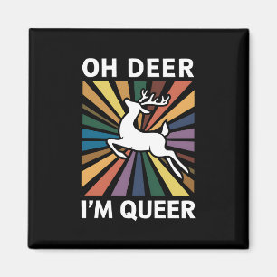 Aimant Oh Deer Je suis Queer Rainbow LGBT Pride Gay Lesbi
