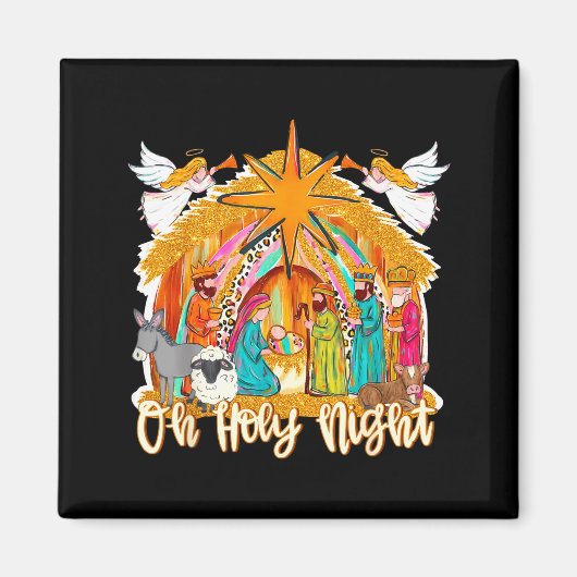 Aimant Oh Holy Night Christian Nativity Scene Christmas R (Devant)