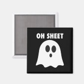 Aimant Oh Sheet - Humoristique Halloween Ghost Pun Oh She (Recto/Verso)