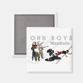 Aimant OHH BOYS - Man on Bike Hits a Manhole (Recto/Verso)