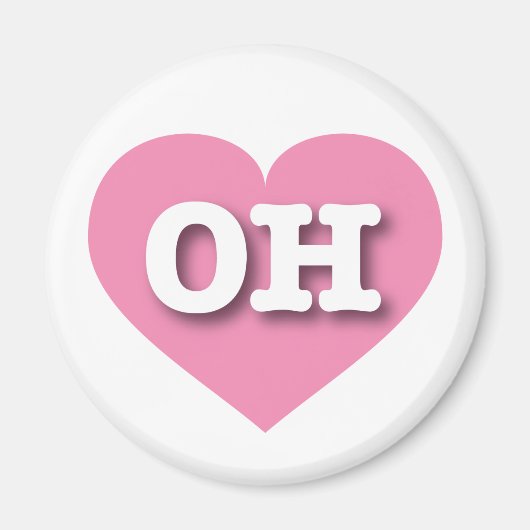 Aimant Ohio Coeur rose - J'aime OH (Devant)