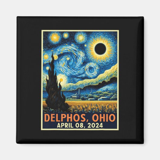 Aimant Ohio Total Solar Eclipse 2024 Starry Night Van Gog (Devant)
