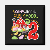Aimant Oink Baa Moo I'm 2 Farm Animals 2nd Birthday Two Y (Devant)
