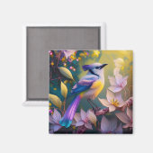 Aimant Oiseau à poitrine jaune violet (Recto/Verso)