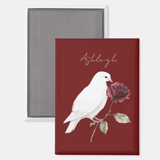 Aimant Oiseau blanc rose rouge (Recto/Verso)