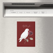 Aimant Oiseau blanc rose rouge (In Situ (Lave-vaisselle))