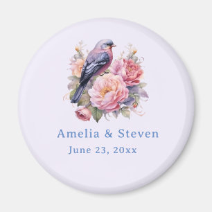 Aimant Oiseau chanteur debout sur des pivoines roses Date